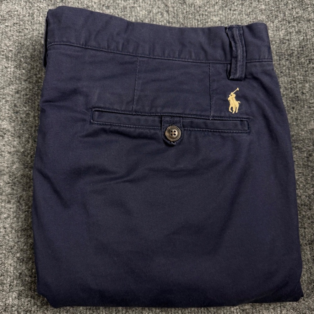Polo Ralph Lauren Mens Slim Stretch Chino Pants Navy Blue 34x30 Cotton Twill